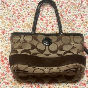 Coach Tan and Brown Signature Tote